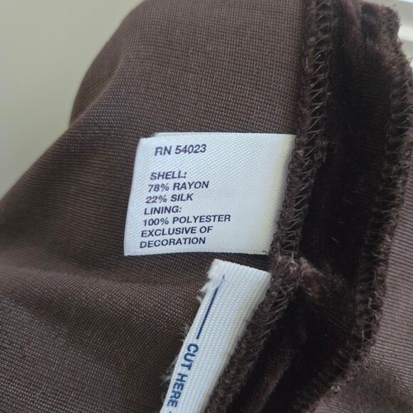 Vintage Y2K Gap Brown Velvet V Neck Dress Spaghetti Straps Silk Trim size 4 - Picture 4 of 11